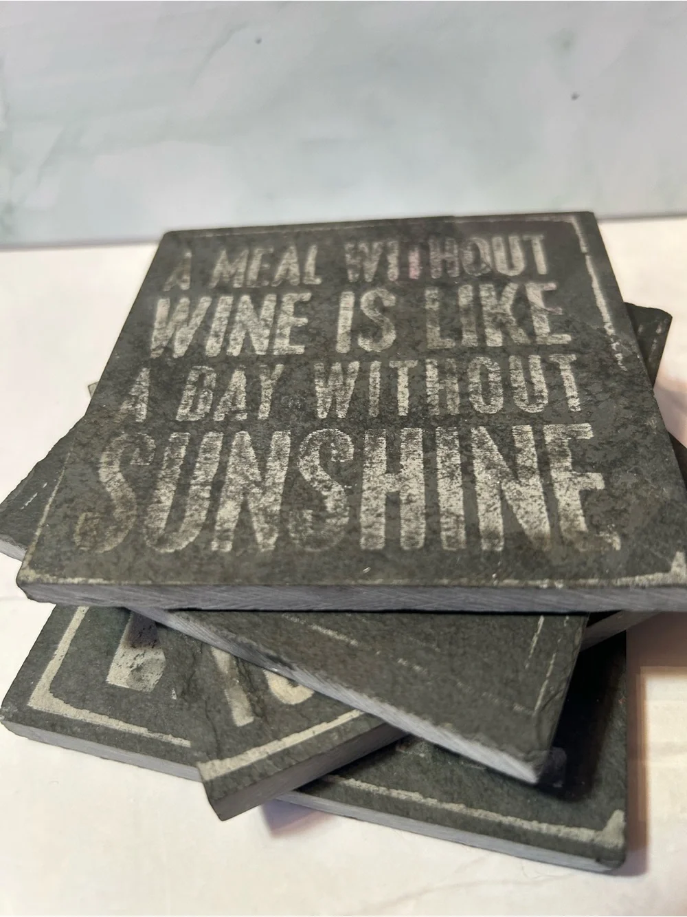 Wine Tasting Now Slate Coaster Set - Black